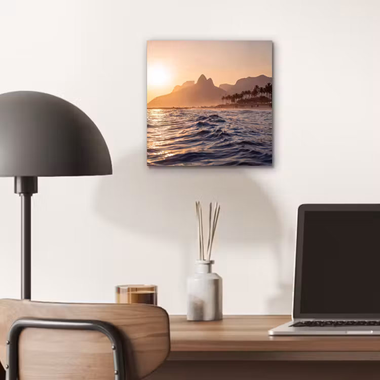 Zee - Golven - Zonsondergang - Kust - Goud aluminium wit klein -sfeer5