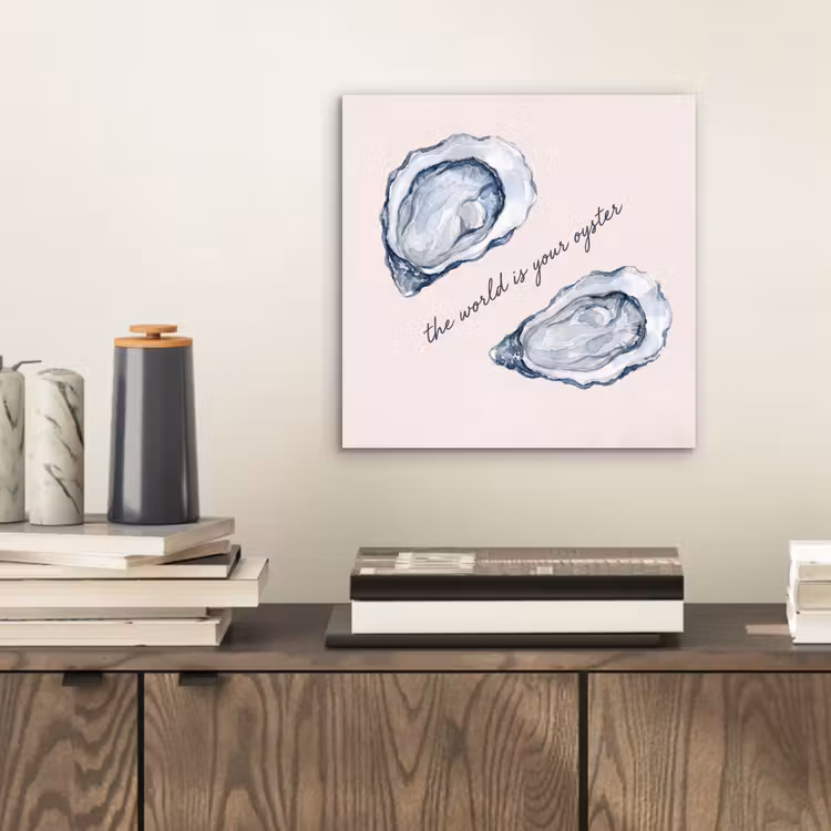 Zeeleven - Oester - Aquarel - Minimalistisch - Blauw aluminium wit klein -sfeer1