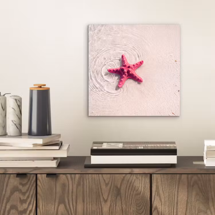 Zeeleven - Zeester - Strand - Roze - Water aluminium wit klein -sfeer1