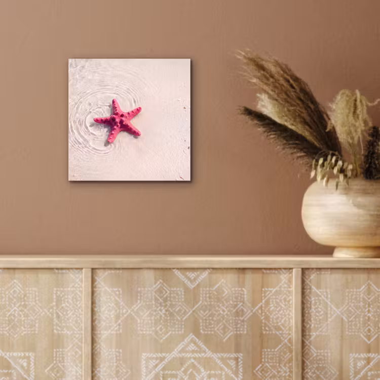 Zeeleven - Zeester - Strand - Roze - Water aluminium wit klein -sfeer4