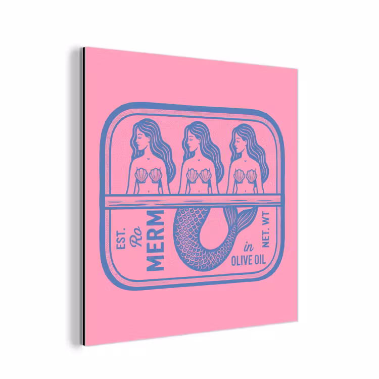 Meermin - Sardineblik - Illustratie - Roze - Retro aluminium wit klein -3d