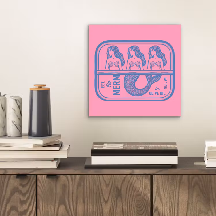 Meermin - Sardineblik - Illustratie - Roze - Retro aluminium wit klein -sfeer1