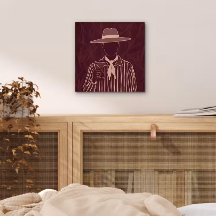 Mens - Hoed - Cocktail - Abstract - Bruin aluminium wit klein -sfeer3