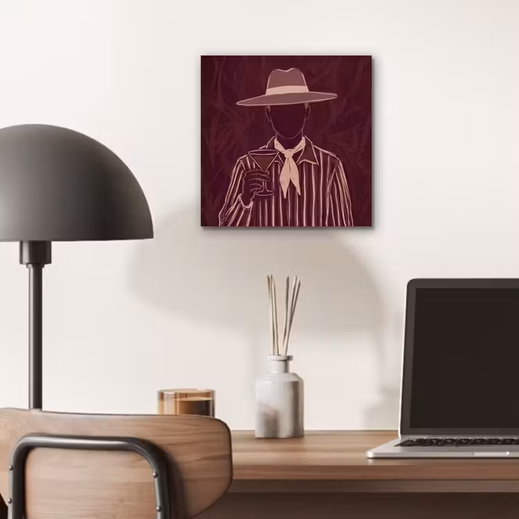 Mens - Hoed - Cocktail - Abstract - Bruin aluminium wit klein -sfeer5
