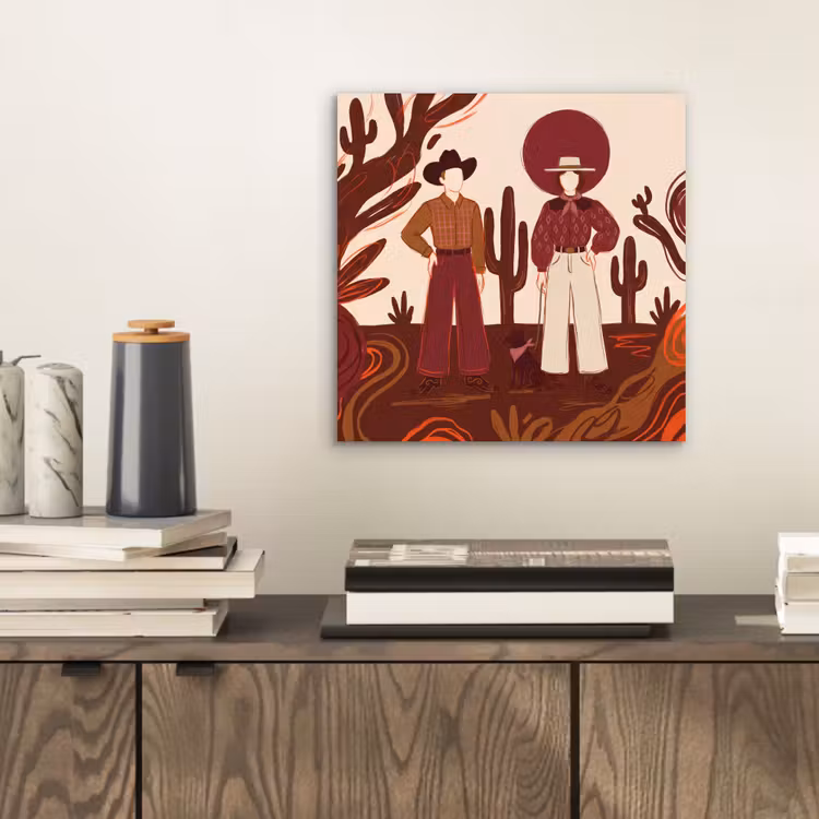 Mensen - Cowboykleding - Westerse stijl - Illustratie - Bruin aluminium wit klein -sfeer1