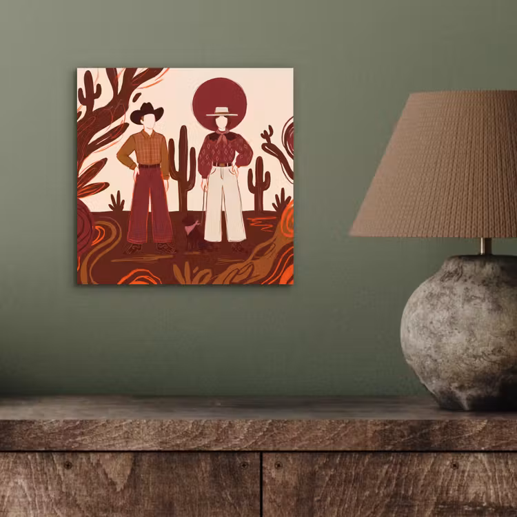 Mensen - Cowboykleding - Westerse stijl - Illustratie - Bruin aluminium wit klein -sfeer2