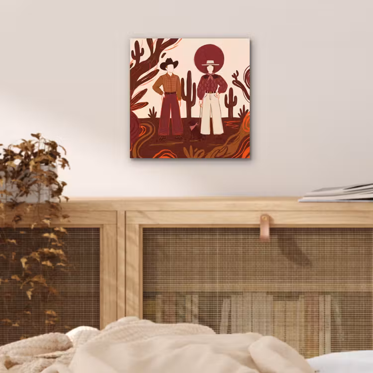 Mensen - Cowboykleding - Westerse stijl - Illustratie - Bruin aluminium wit klein -sfeer3