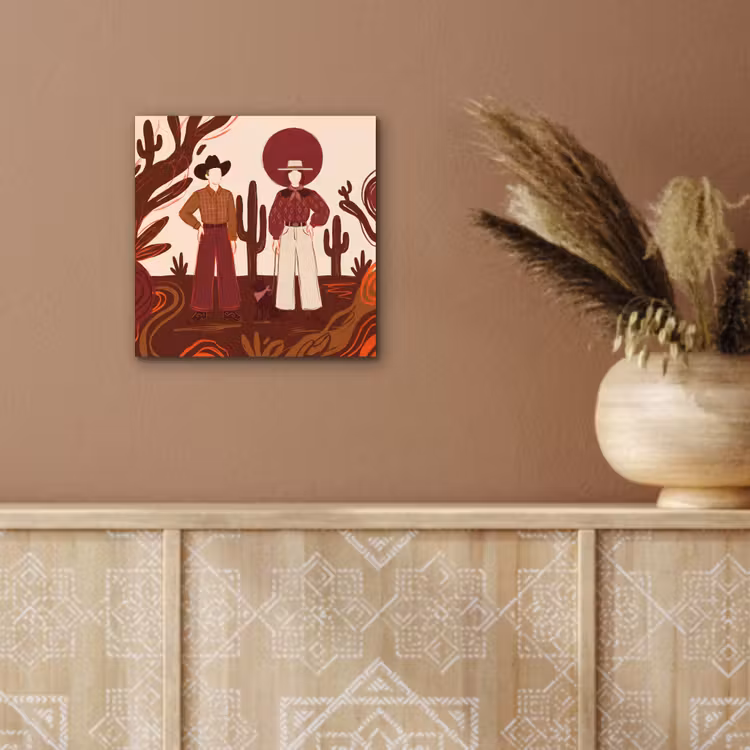 Mensen - Cowboykleding - Westerse stijl - Illustratie - Bruin aluminium wit klein -sfeer4