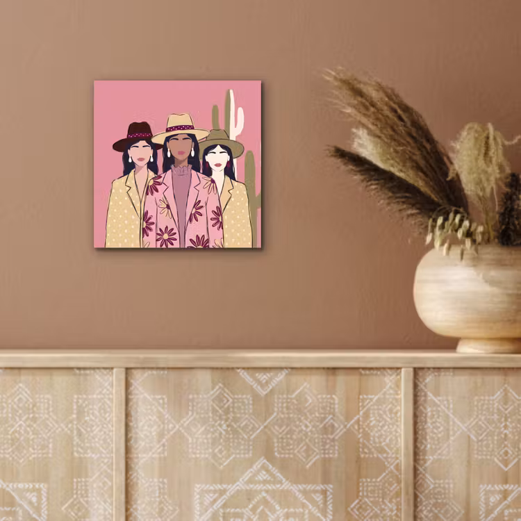 Mensen - Hoeden - Abstract - Roze - Portret aluminium wit klein -sfeer4