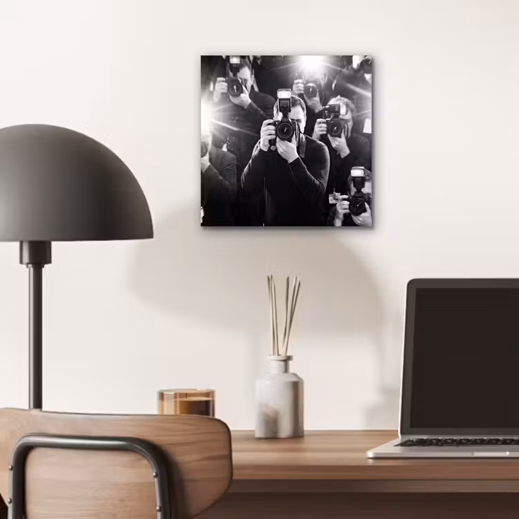 Mensen - Camera - Flitslicht - Zwart-wit - Media aluminium wit klein -sfeer5