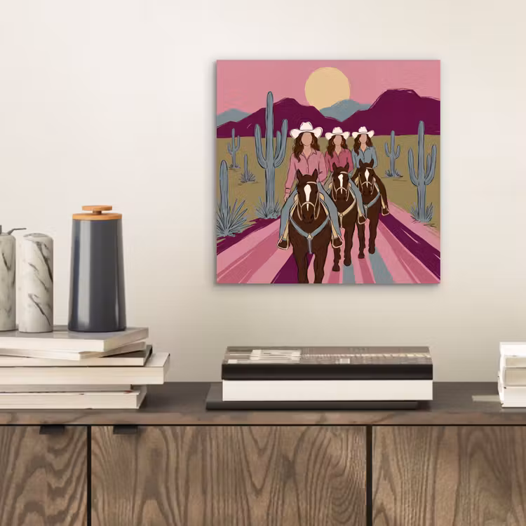 Mensen - Paard - Woestijn - Abstract - Roze aluminium wit klein -sfeer1
