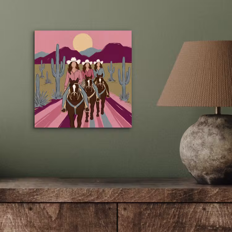 Mensen - Paard - Woestijn - Abstract - Roze aluminium wit klein -sfeer2