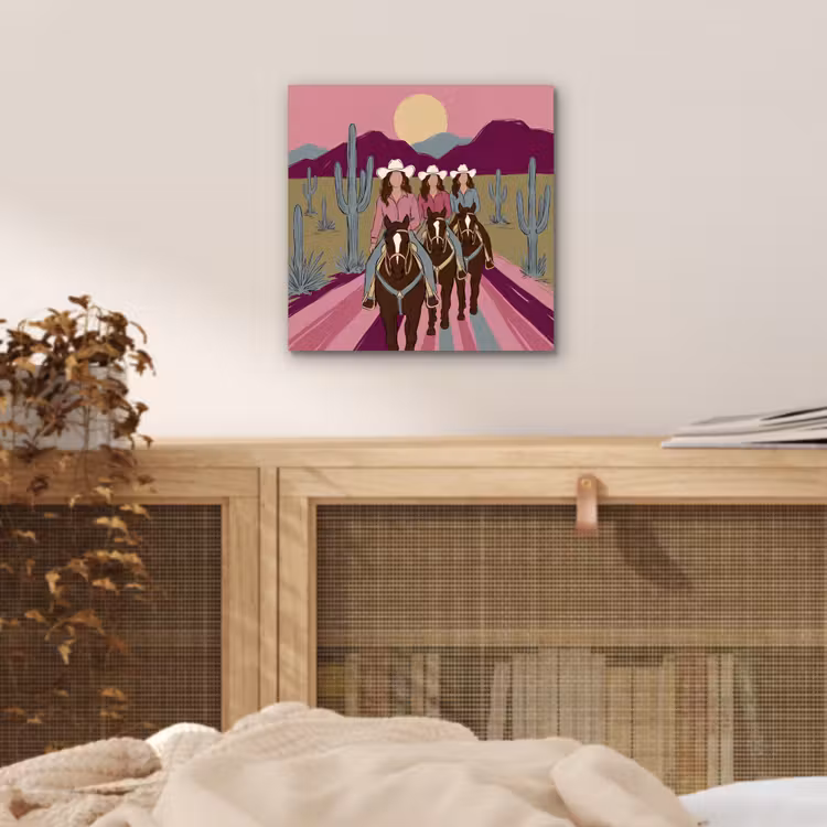 Mensen - Paard - Woestijn - Abstract - Roze aluminium wit klein -sfeer3