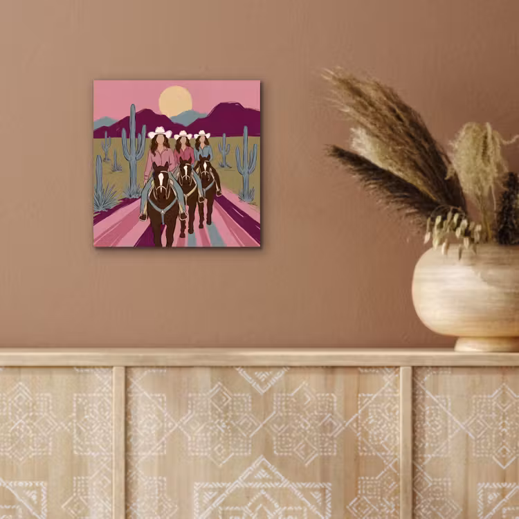 Mensen - Paard - Woestijn - Abstract - Roze aluminium wit klein -sfeer4