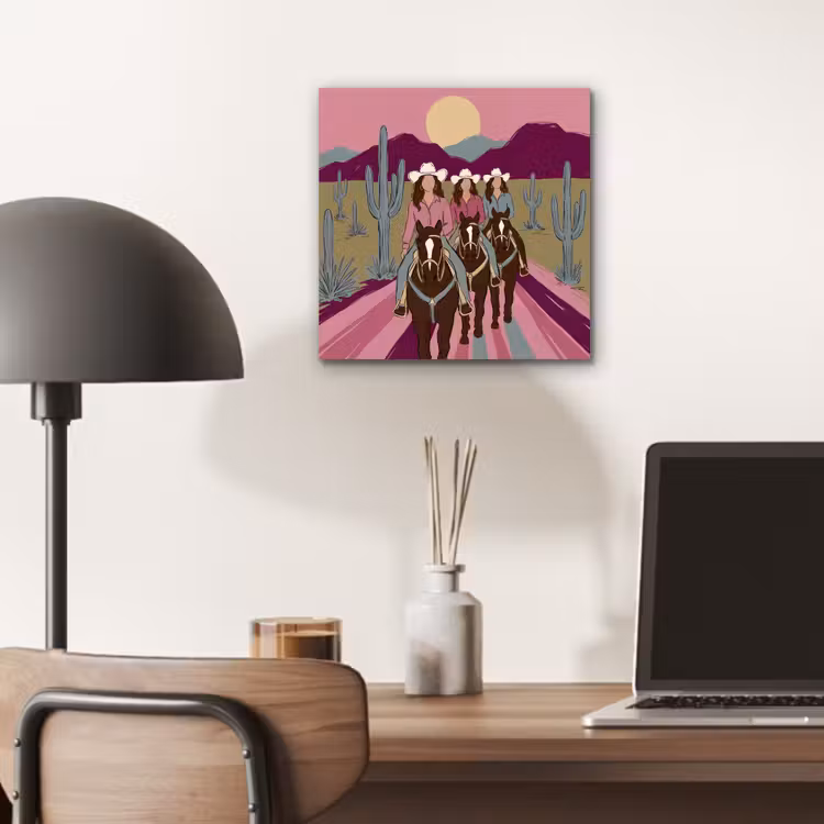 Mensen - Paard - Woestijn - Abstract - Roze aluminium wit klein -sfeer5