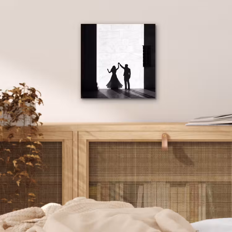 Mensen - Schaduw - Dans - Zwart-wit - Liefde aluminium wit klein -sfeer3