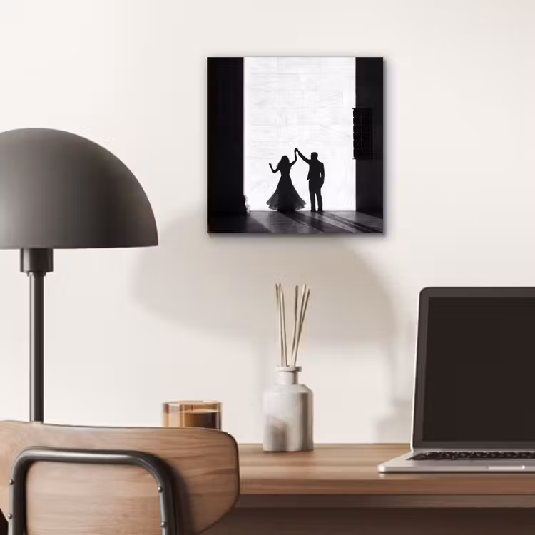 Mensen - Schaduw - Dans - Zwart-wit - Liefde aluminium wit klein -sfeer5