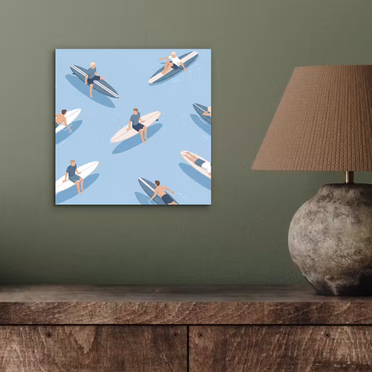 Mensen - Surfen - Water - Zomer - Illustratie aluminium wit klein -sfeer2