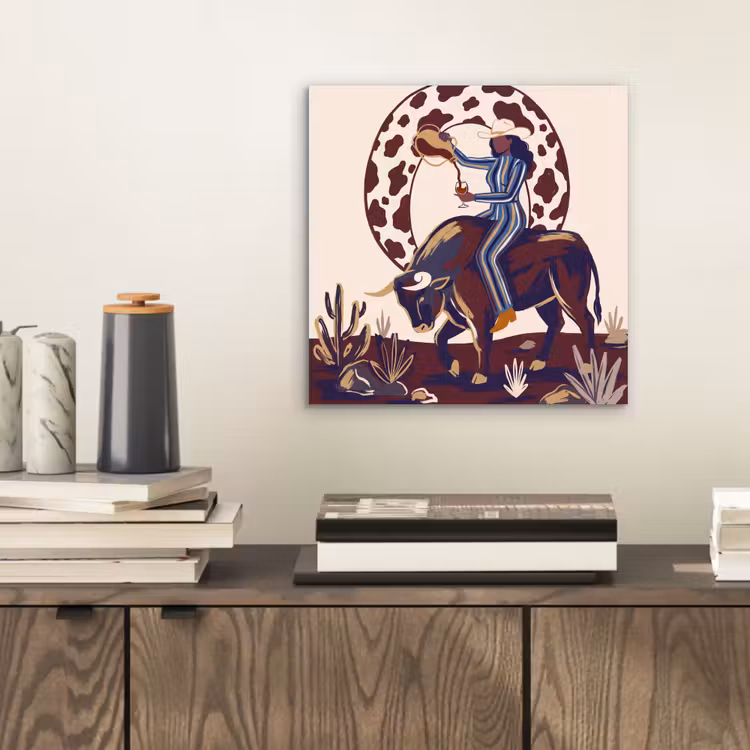 Mensen - Dieren - Cowboy - Abstract - Kleurrijk aluminium wit klein -sfeer1
