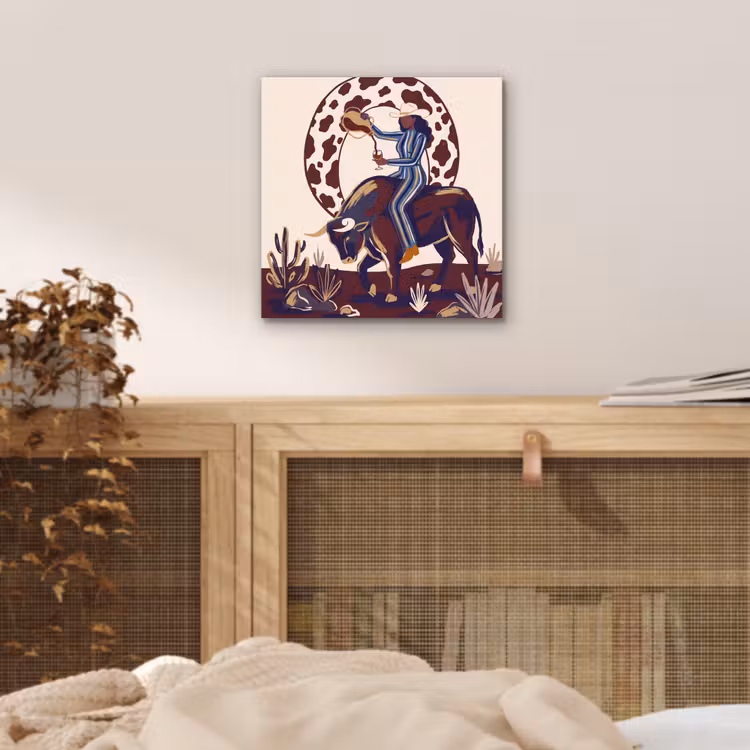 Mensen - Dieren - Cowboy - Abstract - Kleurrijk aluminium wit klein -sfeer3