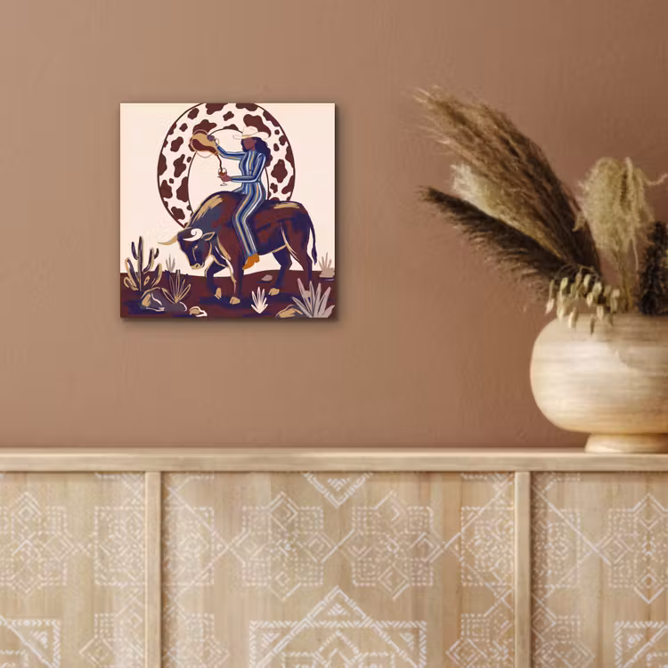 Mensen - Dieren - Cowboy - Abstract - Kleurrijk aluminium wit klein -sfeer4
