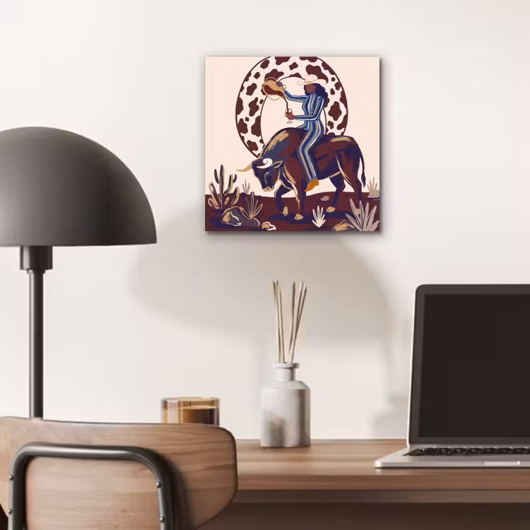 Mensen - Dieren - Cowboy - Abstract - Kleurrijk aluminium wit klein -sfeer5