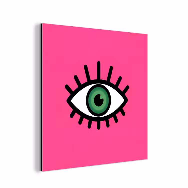 Minimalistisch - Oog - Roze aluminium wit klein -3d