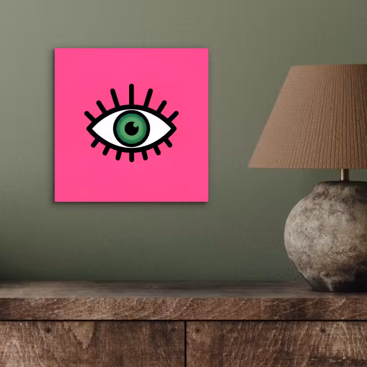 Minimalistisch - Oog - Roze aluminium wit klein -sfeer2