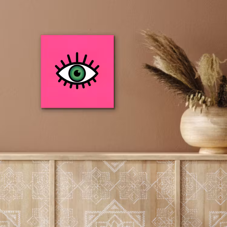 Minimalistisch - Oog - Roze aluminium wit klein -sfeer4