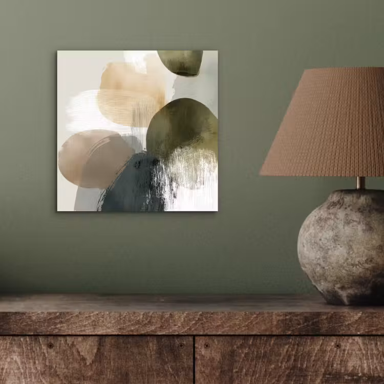 Minimalistisch - Cirkels - Penseelstreken - Beige aluminium wit klein -sfeer2