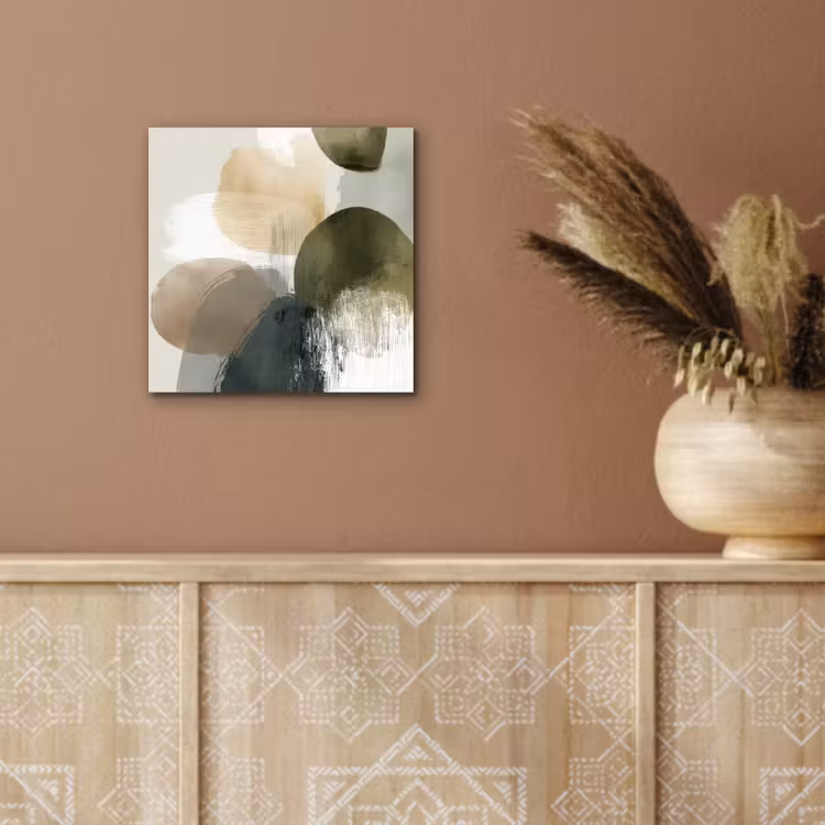 Minimalistisch - Cirkels - Penseelstreken - Beige aluminium wit klein -sfeer4