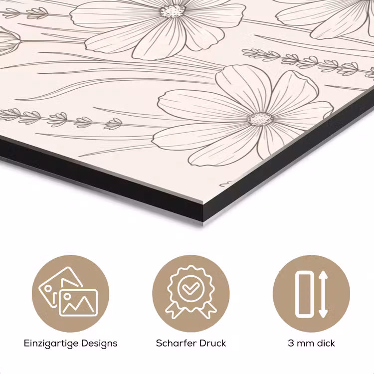 Minimalistisch - Modern - Bloemen - Beige aluminium wit klein -closeup_DE