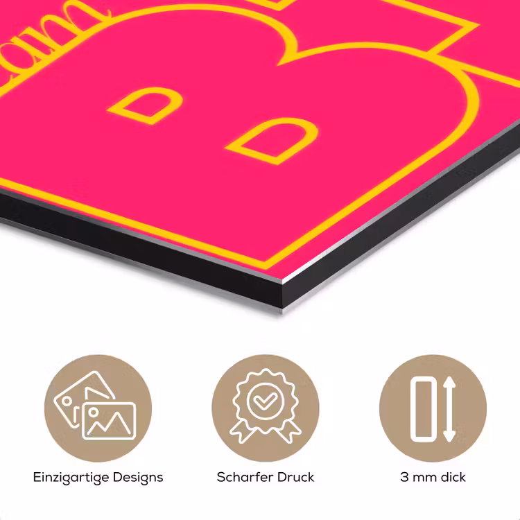 Minimalistisch - Roze - Dream big - Grafisch aluminium wit klein -closeup_DE