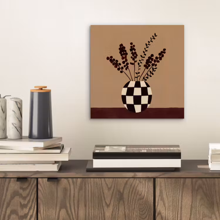 Minimalistisch - Vaas - Bloemen - Bruin aluminium wit klein -sfeer1