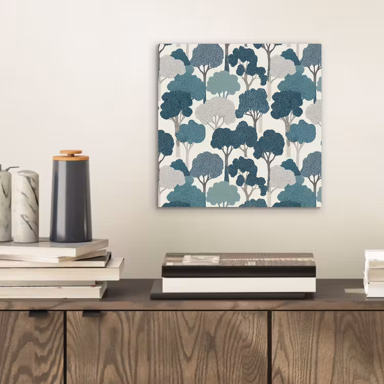Modern - Bomen - Bos - Patroon - Blauw aluminium wit klein 46 -sfeer1