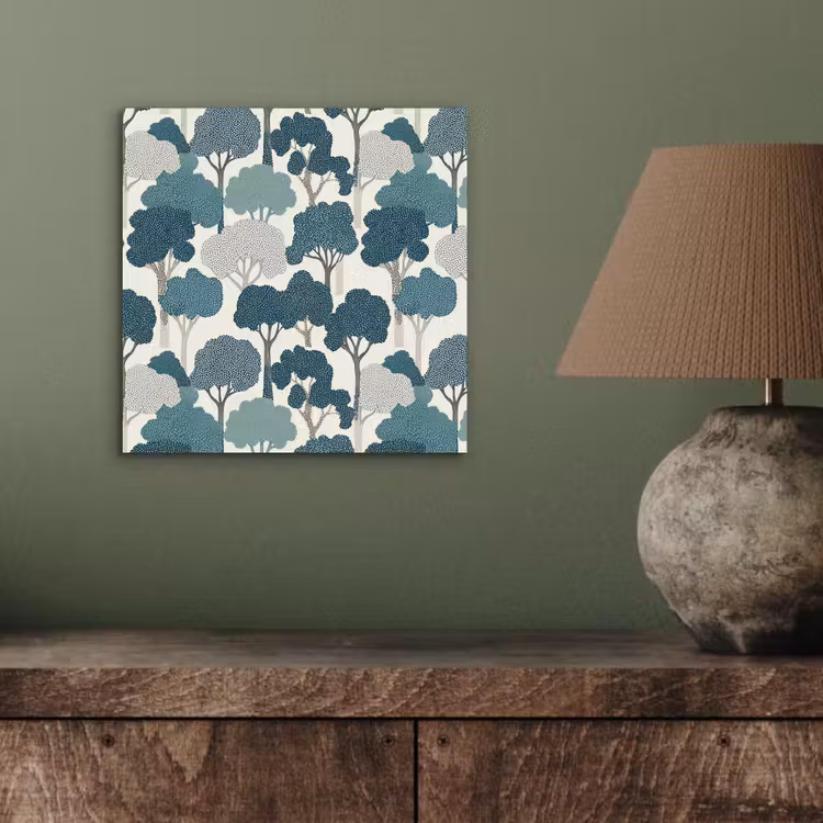 Modern - Bomen - Bos - Patroon - Blauw aluminium wit klein 46 -sfeer2