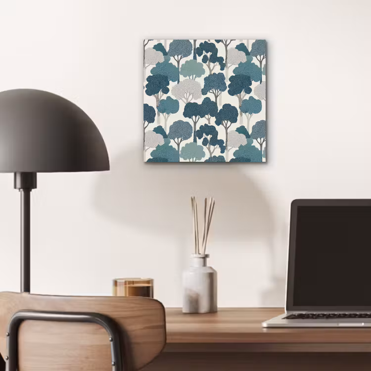 Modern - Bomen - Bos - Patroon - Blauw aluminium wit klein 46 -sfeer5