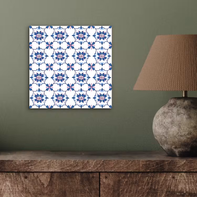 Modern - Patroon - Blauw - Roze aluminium wit klein 46 -sfeer2