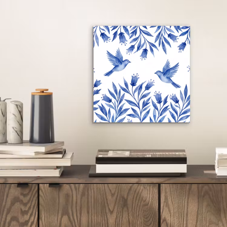 Modern - Vogels - Delfts - Blauw aluminium wit klein -sfeer1