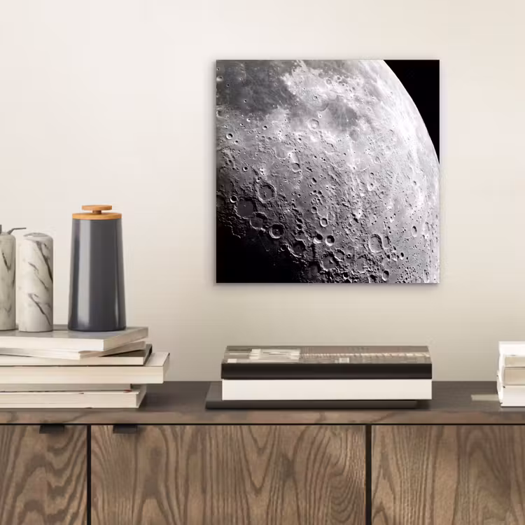 Alu-Dibond-Bild - Mond – Krater – Weltraum - Maan - Kraters - Ruimte aluminium wit klein