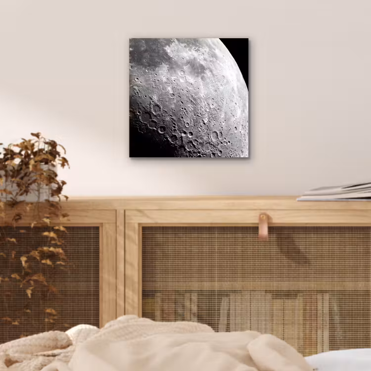 Alu-Dibond-Bild - Mond – Krater – Weltraum - Maan - Kraters - Ruimte aluminium wit klein