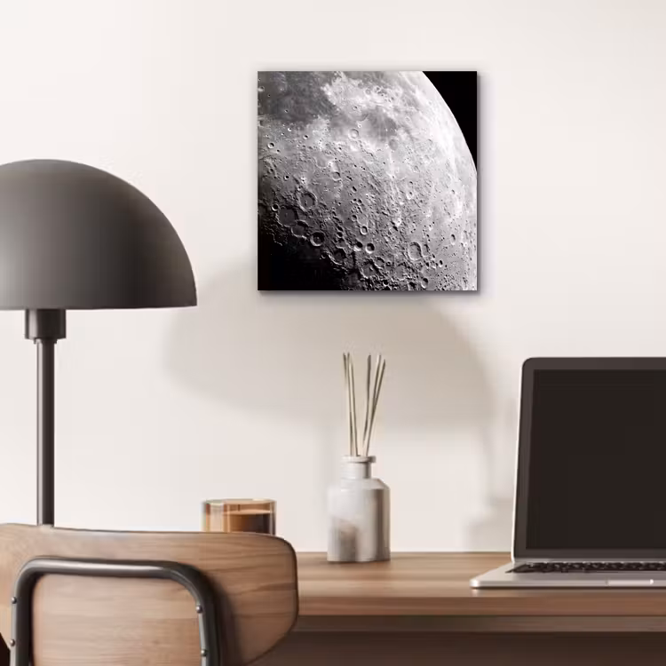 Alu-Dibond-Bild - Mond – Krater – Weltraum - Maan - Kraters - Ruimte aluminium wit klein