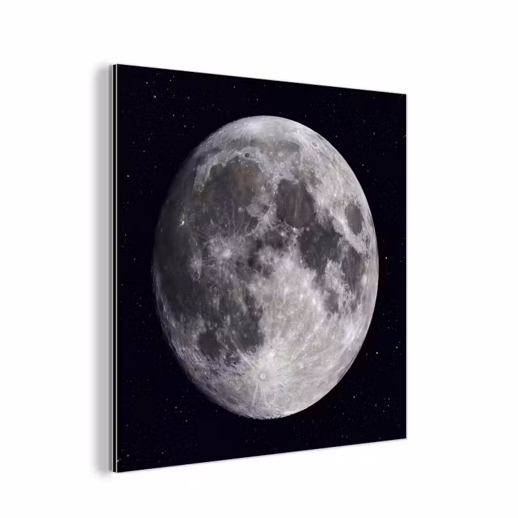 Alu-Dibond-Bild - Mond – Sterne – Weltraum - Maan - Sterren - Ruimte aluminium wit klein