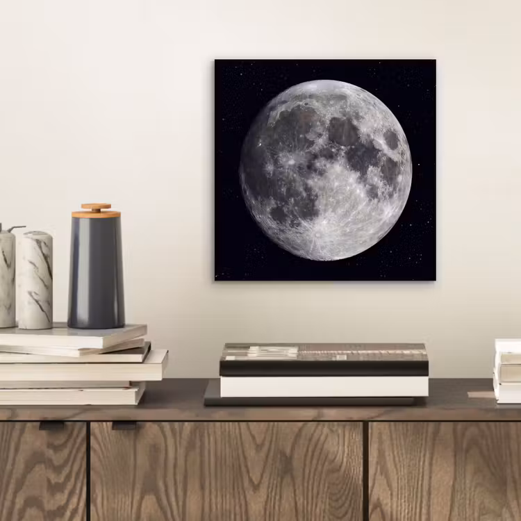 Alu-Dibond-Bild - Mond – Sterne – Weltraum - Maan - Sterren - Ruimte aluminium wit klein