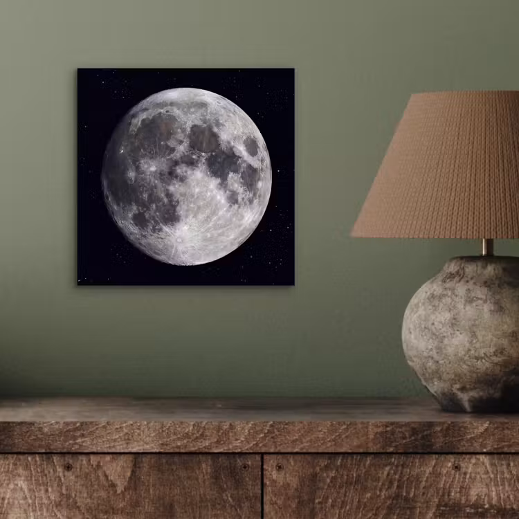Alu-Dibond-Bild - Mond – Sterne – Weltraum - Maan - Sterren - Ruimte aluminium wit klein