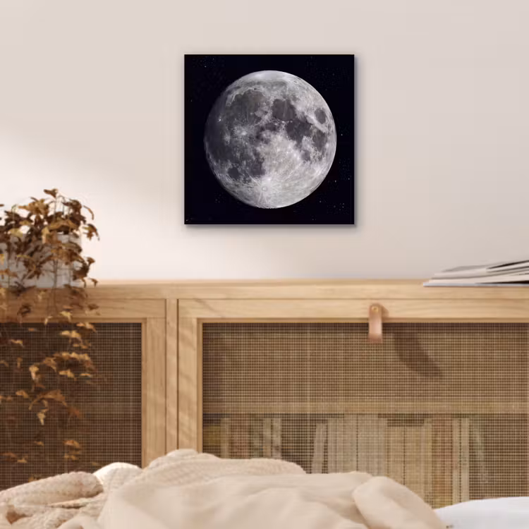 Alu-Dibond-Bild - Mond – Sterne – Weltraum - Maan - Sterren - Ruimte aluminium wit klein