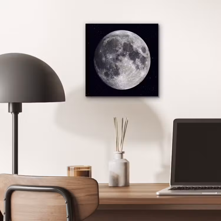 Alu-Dibond-Bild - Mond – Sterne – Weltraum - Maan - Sterren - Ruimte aluminium wit klein