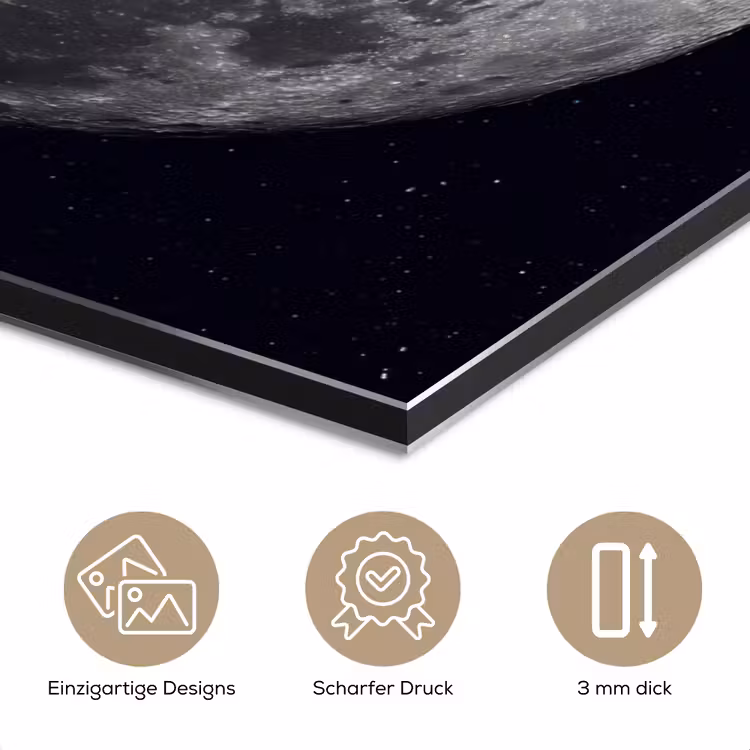 Alu-Dibond-Bild - Mond – Sterne – Weltraum - Maan - Sterren - Ruimte aluminium wit klein