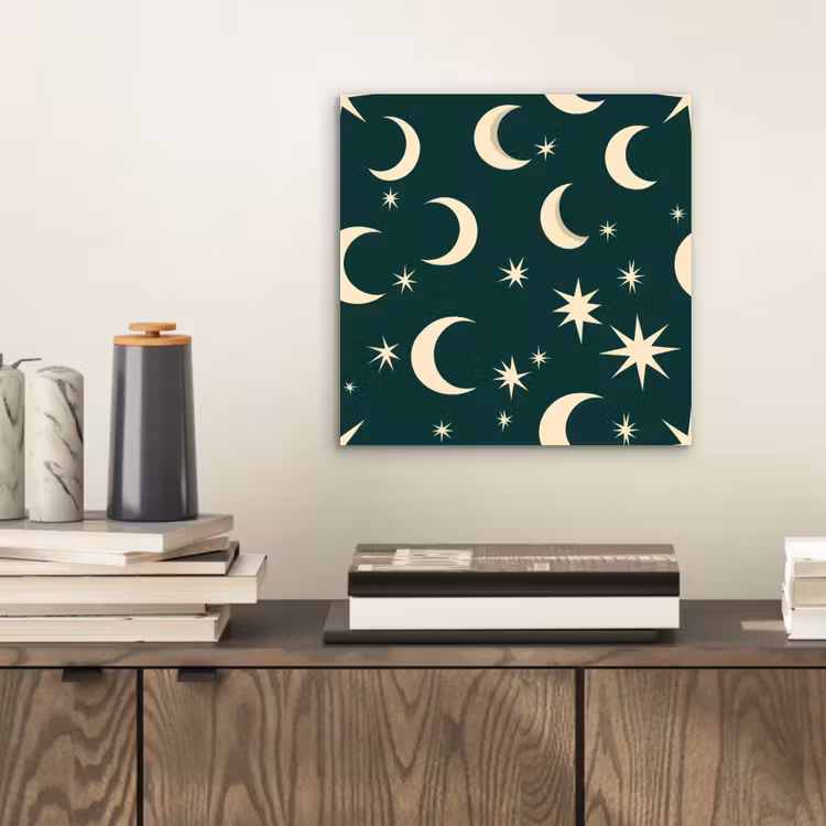 Manen - Sterren - Groen aluminium wit klein 46 -sfeer1