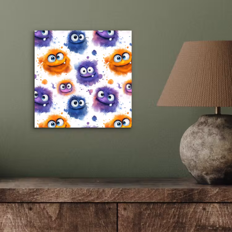Monstertjes - Aquarel - Kleurrijk aluminium wit klein 46 -sfeer2